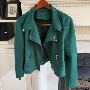 Shinestar Faux Suede Emerald/Forest Green Moto Jacket Biker chic- Streetwear XL